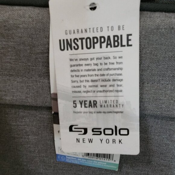 Solo New York Gray Re:New Recycled Adjustable Straps Laptop Briefcase Size 15.6" - Picture 10 of 14